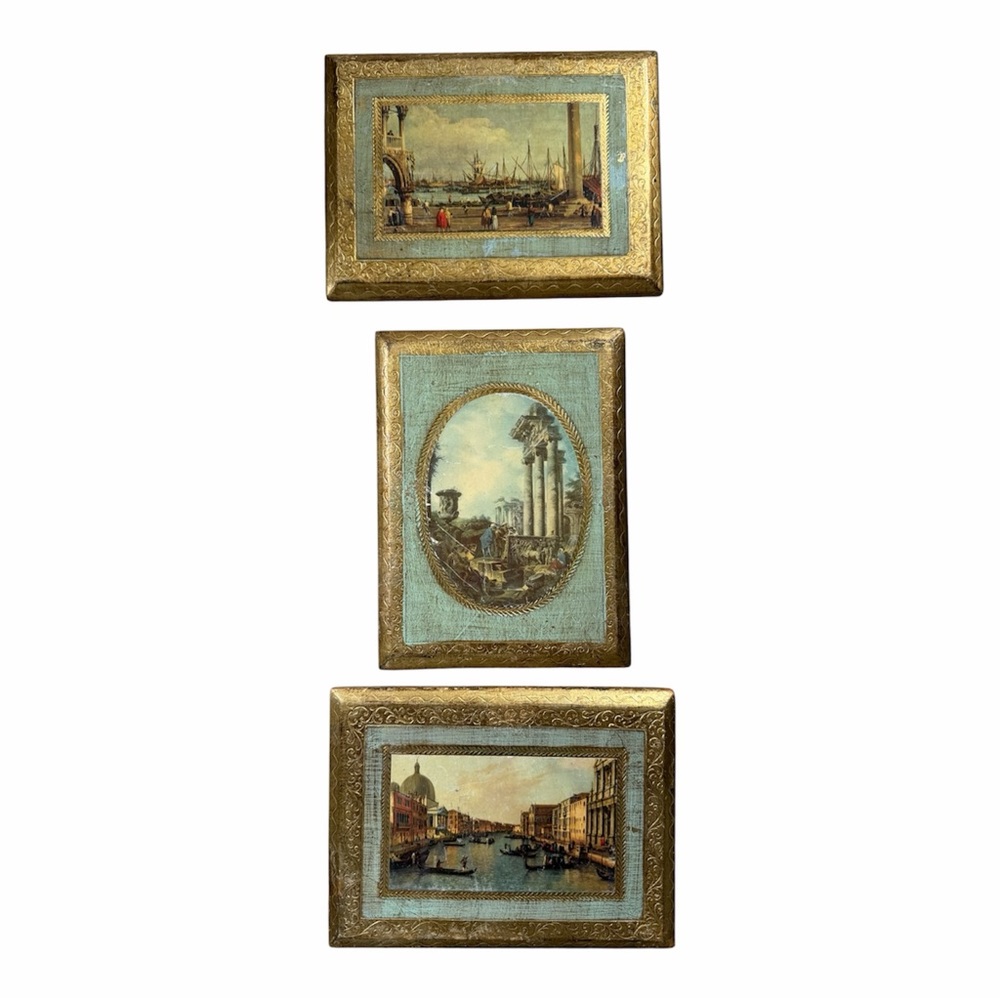 Vintage Italian Florentine art set of 3